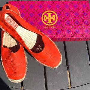 Tory Burch orange espadrilles